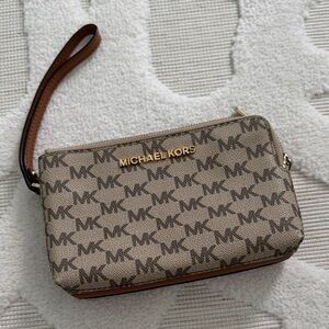 Michael Kors Brown Monogram Wristlet